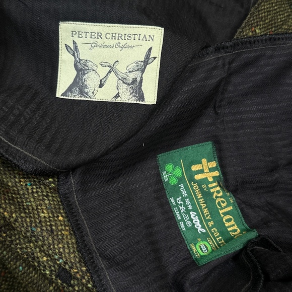 Peter Christian John Hanly Tweed Wool Green Pleated Pants Mens 36 - Picture 6 of 8